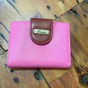 Buxton Pink and Brown double wallet with gold detail